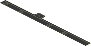 Sticker  0.6 x 12.2 with Trapezoid Extension on Left Side with Dark Bluish Grey Lines