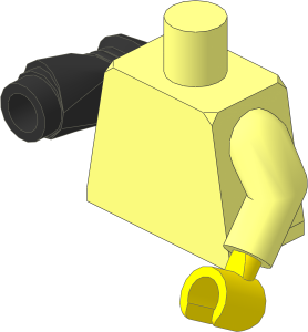 Minifig Torso with Arms and Metallic Silver Robot Arm Right