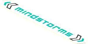 Sticker Pointed Rectangle with Dark Turquoise "MINDSTORMS" on White Background