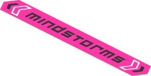 Sticker Pointed Rectangle with Black "MINDSTORMS" on Dark Pink Background