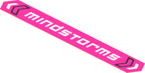 Sticker Pointed Rectangle with White "MINDSTORMS" on Dark Pink Background