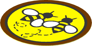 Sticker  1.8 x  1.8 Round with Two Bees on Medium Lavender Background