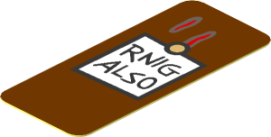 Sticker  1.8 x  0.8 with "RING ALSO" Sign on Reddish Brown Background