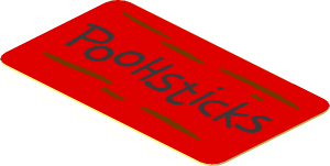 Sticker  1.0 x  1.8 with "POOHSTICKS" and Wood Grain Background