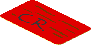 Sticker  1.0 x  1.8 with with "C.R." and Wood Grain Background