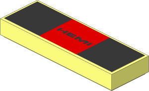 Tile  1 x  3 with "HEMI" on Red/Black Stripe Sticker
