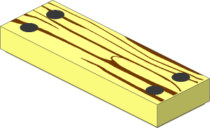 Tile  1 x  3 with Wood Grain and  4 Silver Nails Pattern