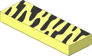 Tile  1 x  3 with Black Wildcat Stripes Pattern