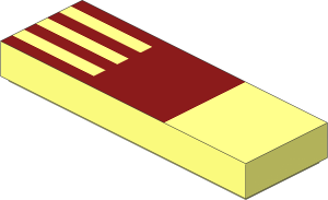 Tile  1 x  3 with Dark Red Square and  4 Stripes Pattern