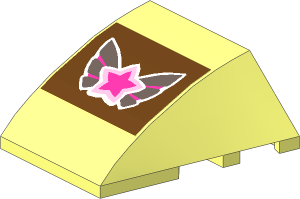 Wedge  4 x  3 Triple Curved without Studs with Magenta Star on Butterfly Wings Sticker