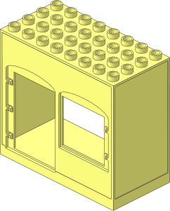 Duplo Building Wall  4 x  8 x  6 with Open Back and Door and Window Opening