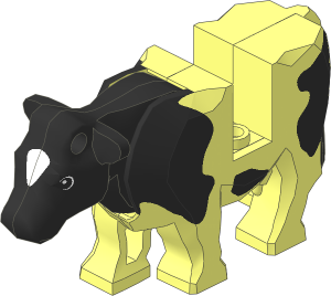 Animal Cow with Black Spots and Black Head with White Blaze Pattern
