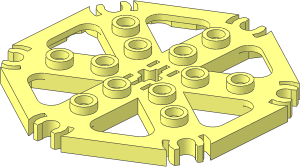 Plate  6 x  6 Hexagonal with Six Spokes and Clips (Hollow Studs)