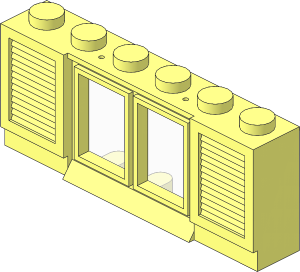 Window  1 x  6 x  2 Classic Shuttered w/ Solid Studs (Complete)