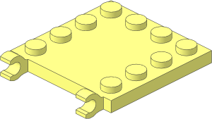 Plate  4 x  4 with 2 Clips Horizontal (Open C-Clips) and Studs on Three Edges