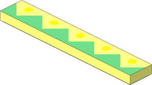 Tile  1 x  6 with Sandgreen Triangles and Lavender Dots Pattern