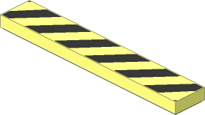 Tile  1 x  6 with Danger Stripes Black Pattern