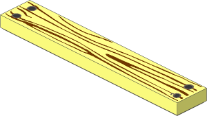 Tile  1 x  6 with Wood Grain and  4 Silver Nails Pattern