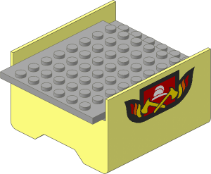 Boat Section Middle  6 x  8 x  3.333 with Light Grey Deck with Fire Logo Stickers on Both Sides