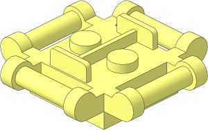 Brick  2 x  2 x  0.667 with Handle on  4 Sides and  2 Studs on Top