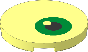 Tile  3 x  3 Round with Green Eye Pattern