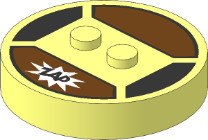 Brick  4 x  4 x  0.667 Round with RFID Tag and  2 Studs with Medium Azure Panel and "ZAP" Pattern