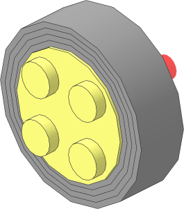 Wheel Rim  8 x 18 with 4 Studs, Cylindrical Axle with LightGrey Tyre 7.2/ 45 x 8.8