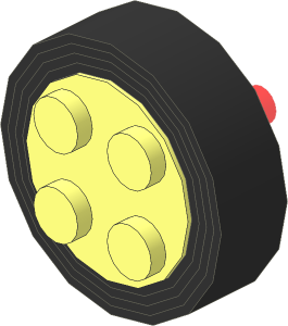 Wheel Rim  8 x 18 with 4 Studs, Cylindrical Axle with Black Tyre 7.2/ 45 x 8.8