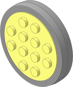 Wheel Rim  8 x 35 with 12 Studs with Axle and Light Grey Tyre