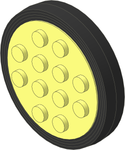 Wheel Rim  8 x 35 with 12 Studs with Axle with Black Tyre Large
