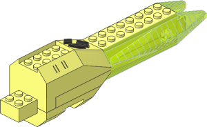 Electric Light & Sound Insectoid Tail  4 x 20 x  4.333 with Battery Cover and Trans-Neon-Green Prisms