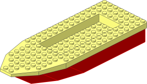 Boat Hull Unitary 22 x  8 x  2.333 (Complete) with Red Base
