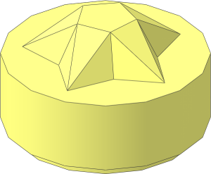 Tile  1 x  1 x  0.5 Round with Raised Star Gem