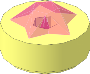 Tile  1 x  1 x  0.5 Round with Trans Dark Pink Raised Star Gem Pattern