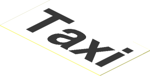 Sticker  1.1 x  2.2 with Black "Taxi" on White Background