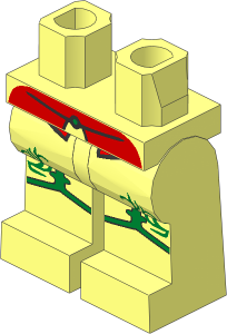 ~Minifig Hips and Legs with Shirttails, Gold Band and Fleur de Lis Pattern (Obsolete)