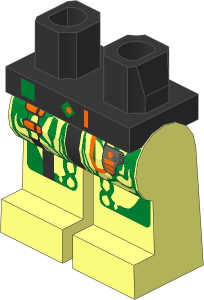 ~Minifig Hips and Legs with Orange Cable Pattern (Obsolete)