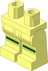 ~Minifig Hips and Legs with Reflective Stripes and Tan Pocket Outline Pattern (Obsolete)