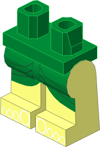 ~Minifig Hips and Legs with Green Kilt and Toes Pattern (Obsolete)
