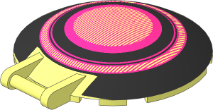 Dish  6 x  6 Inverted - No Studs with Handle with Black and Magenta Concentric Lines and Thin Magenta Grill Pattern