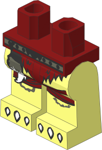 ~Minifig Hips and Legs with Dark Grey Belt, Dark Red Loincloth, White Claws, Fur Tail Pattern (Obsolete)