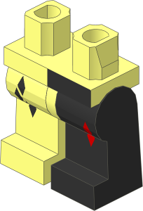 ~Minifig Hips and Legs with Harlequin Red/Black Pattern (Obsolete)