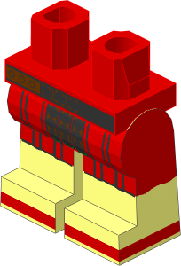 ~Minifig Hips and Legs with Red Roman Tunic and Belt Pattern (Obsolete)