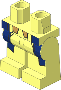 ~Minifig Hips and Legs with Dark Blue Coattails and Dark Tan Vest Tails Pattern (Obsolete)
