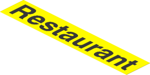 Sticker  1.1 x  5.9 with Black "Restaurant" on Yellow Background