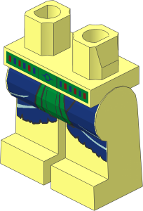 ~Minifig Hips and Legs with DarkBlue and Gold Loincloth Pattern (Obsolete)
