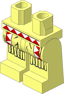 ~Minifig Hips and Legs with Red/White Triangles, Fringe Pattern (Obsolete)