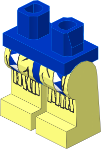 ~Minifig Hips and Legs with Blue/White Triangles, Fringe Pattern (Obsolete)