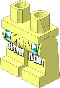 ~Minifig Hips and Legs with Dark Turquoise/White Triangles, White Fringe Pattern (Obsolete)