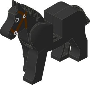 ~_Animal Horse with Brown/White Tack Pattern (Complete) Black (Obsolete)
